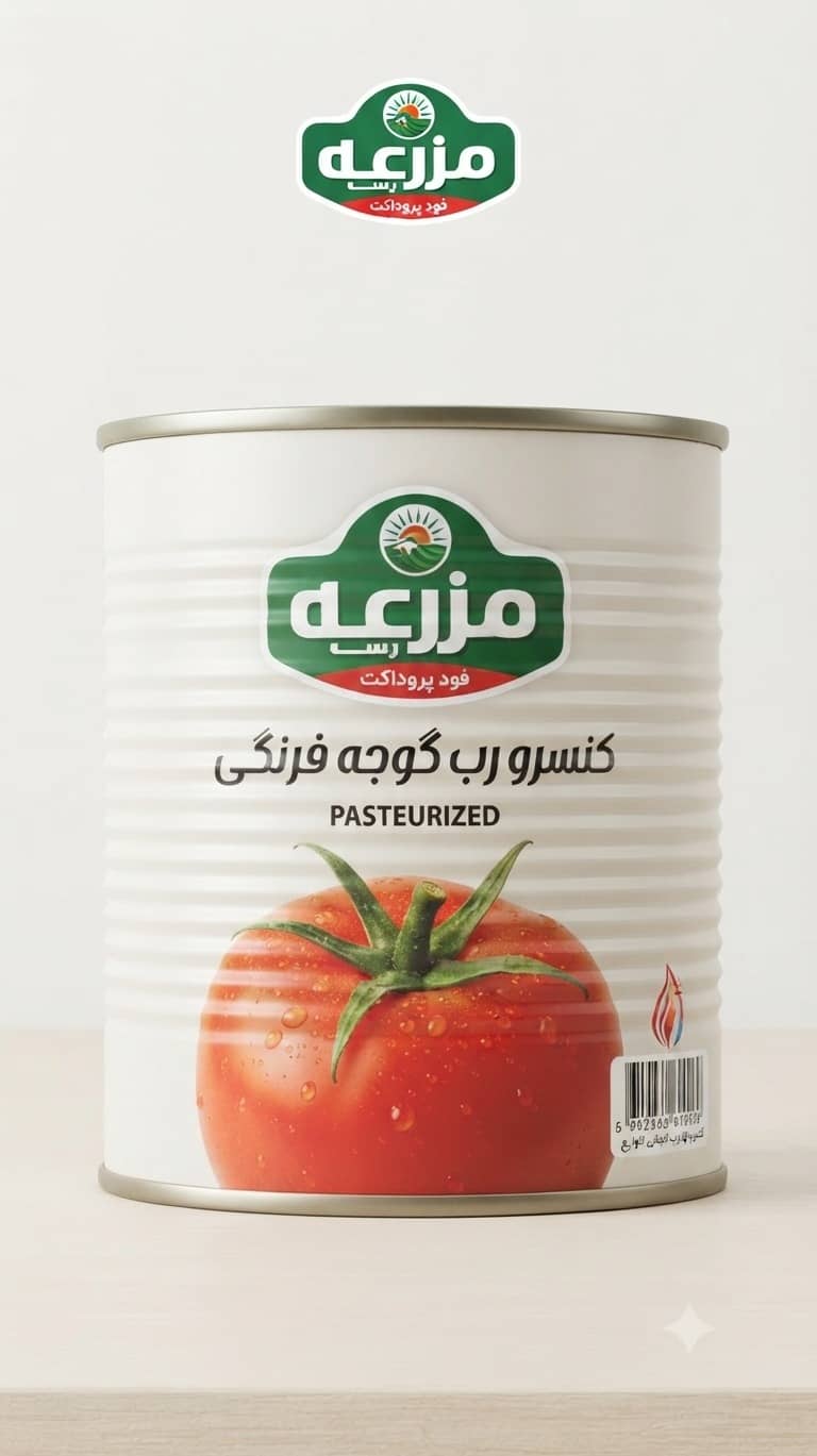 رب گوجه فرنگی مزرعه تهیه شده از گوجه های گلخانه ای با کیفیت
